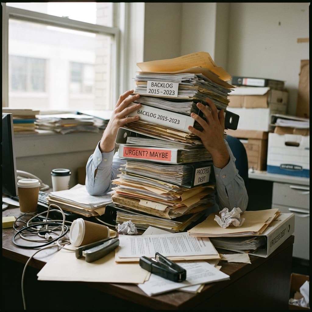 Incumbents are drowning in process debt, legacy tech and layered hierarchies: